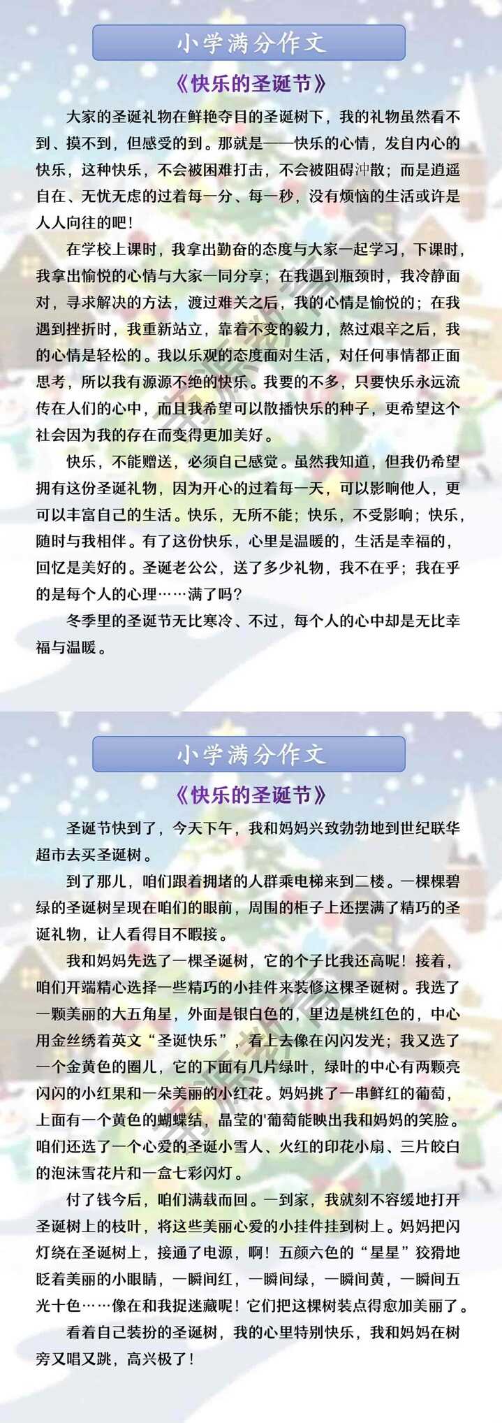 小学满分作文 《快乐的圣诞节》
