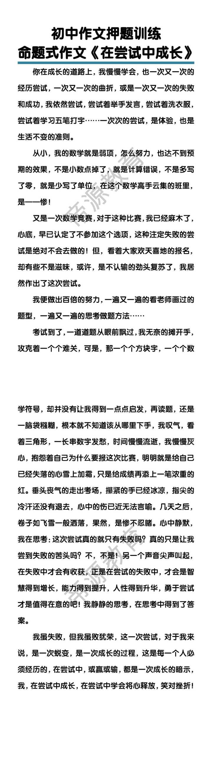 初中作文《在尝试中成长》