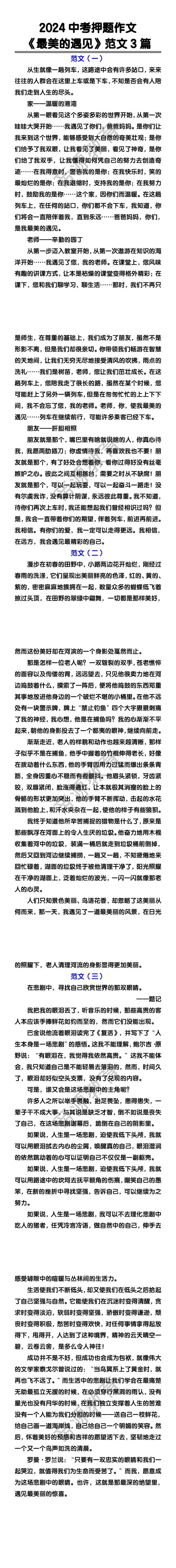 考押题作文《最美的遇见》范文3篇