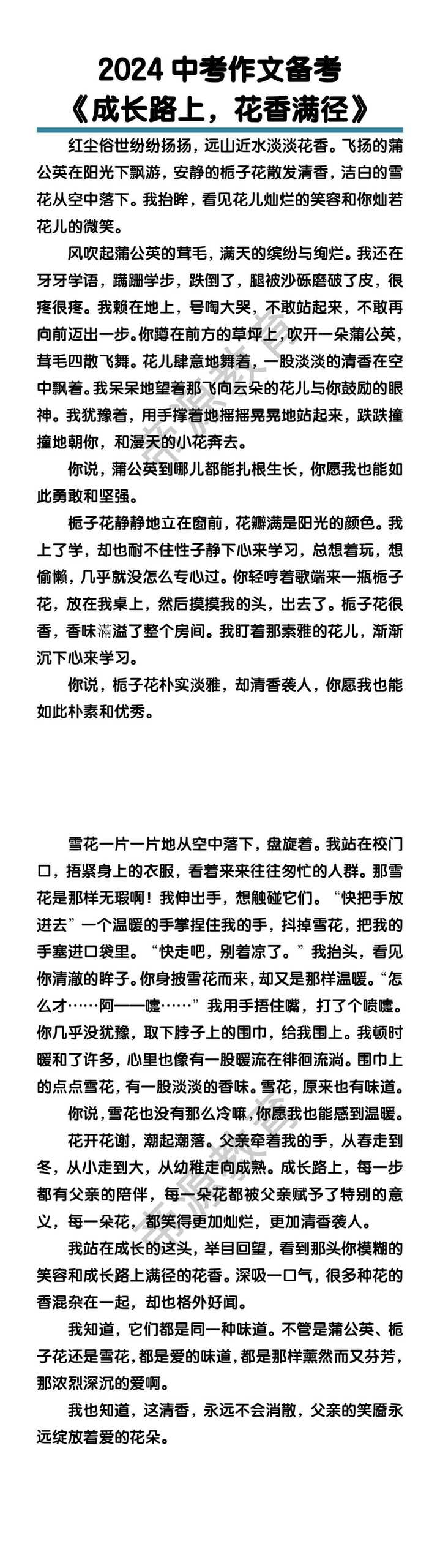 中考作文备考《成长路上，花香满径》