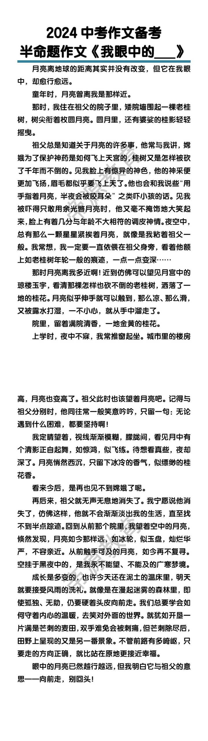 中考作文备考半命题作文《我眼中的___》