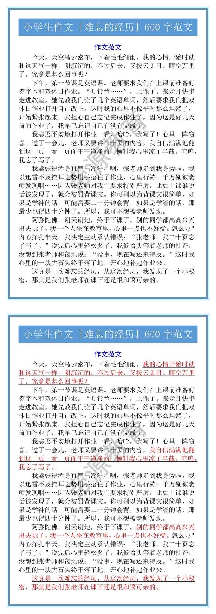 小学生作文『难忘的经历』600字范文