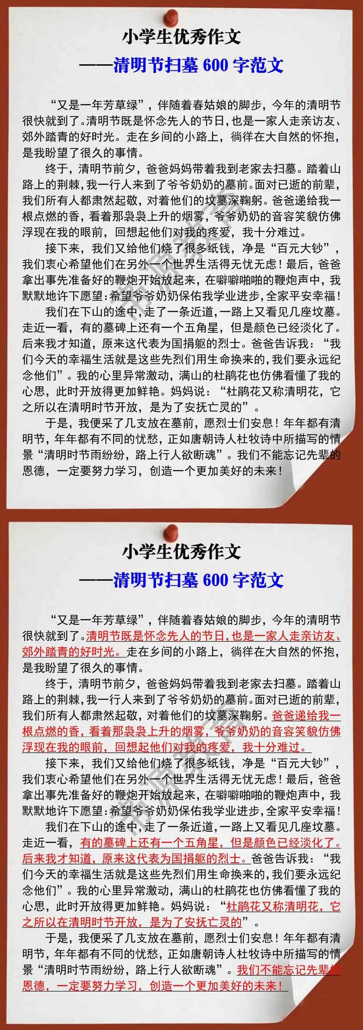 小学生优秀作文清明节扫墓600字范文