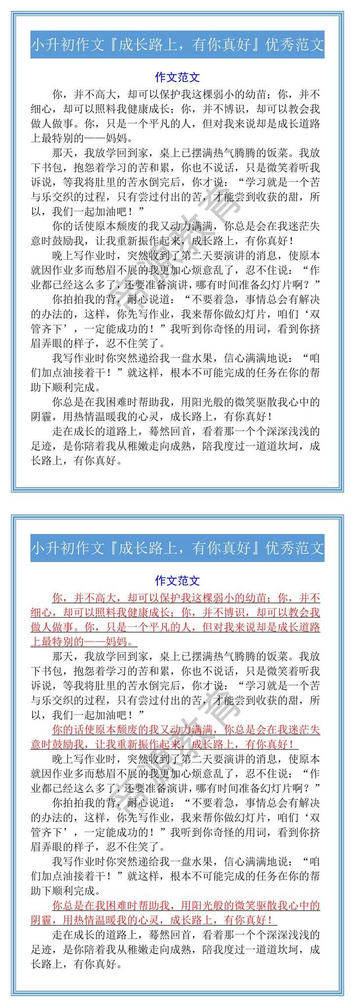 小升初作文『成长路上，有你真好』优秀范文