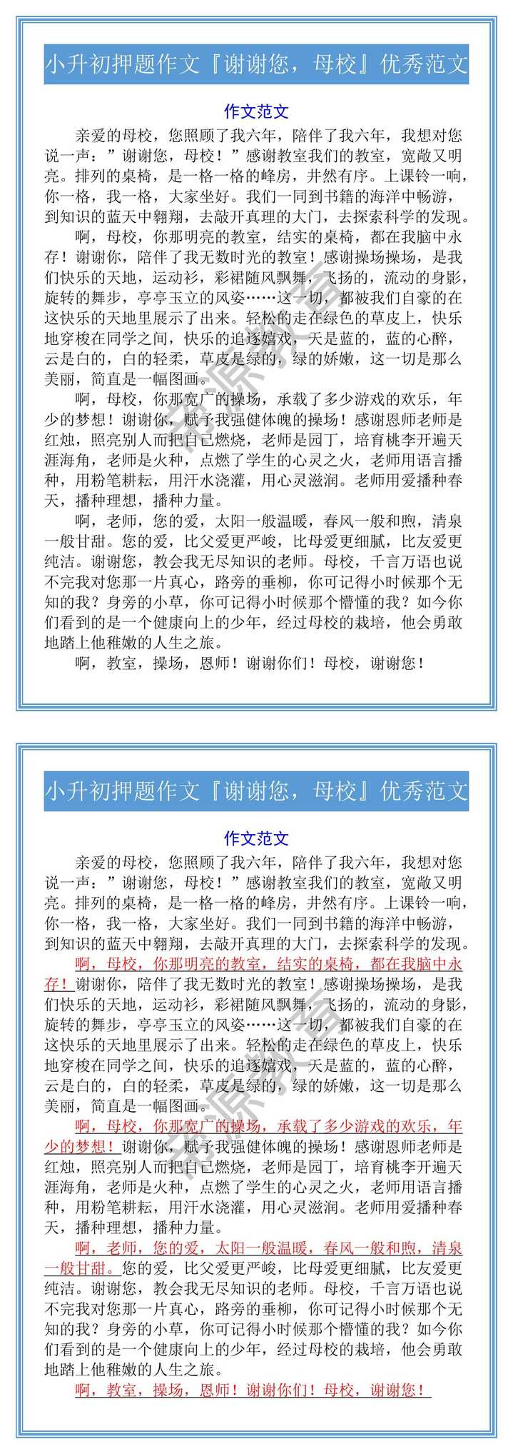 小升初押题作文『谢谢您，母校』优秀范文
