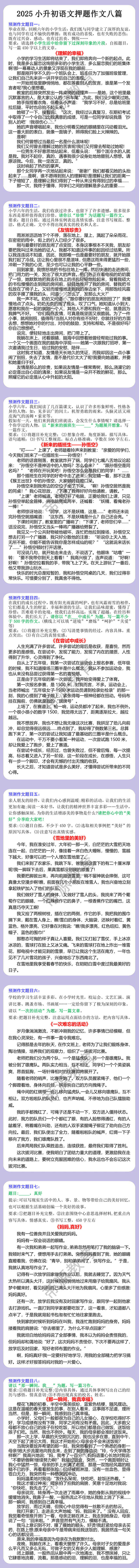 2025小升初语文押题作文八篇
