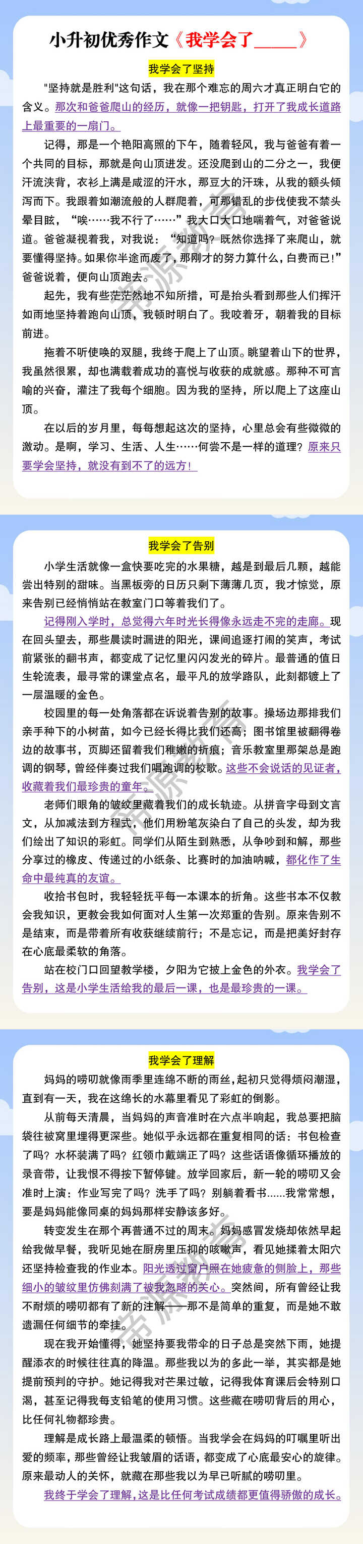 小升初优秀作文《我学会了_____》