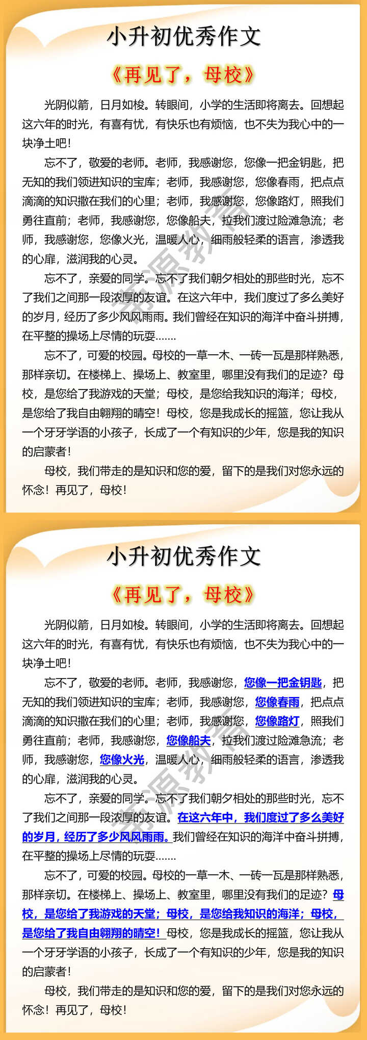 小升初优秀作文 《再见了，母校》