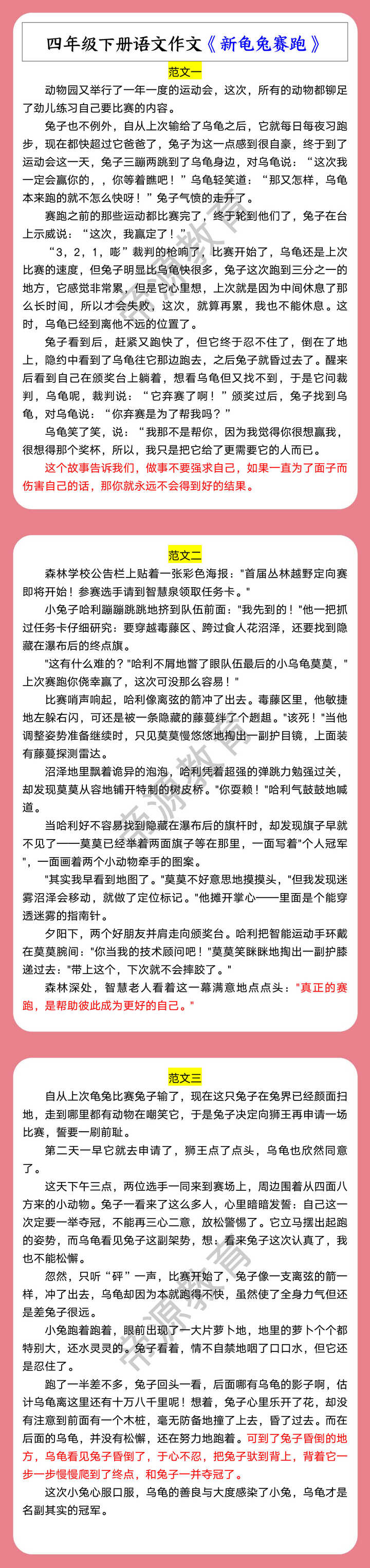 四年级下册语文作文《新龟兔赛跑》