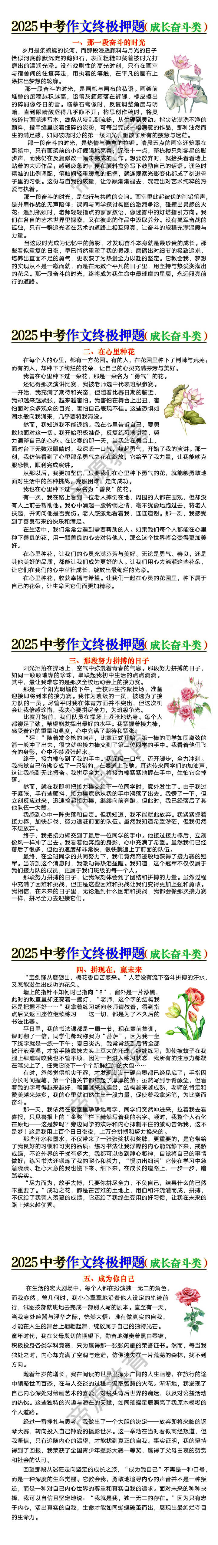 中考作文终极押题《成长奋斗》主题范文5篇