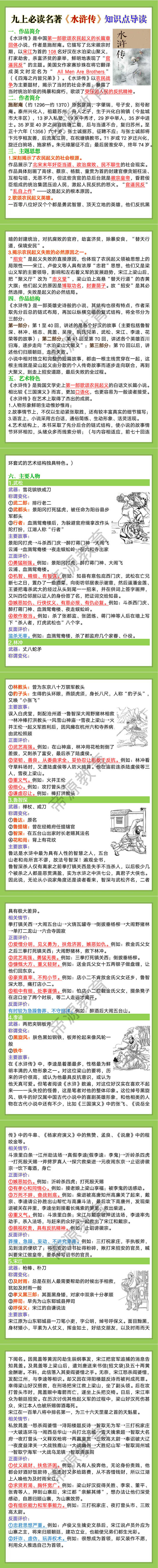 九上必读名著《水浒传》知识点导读