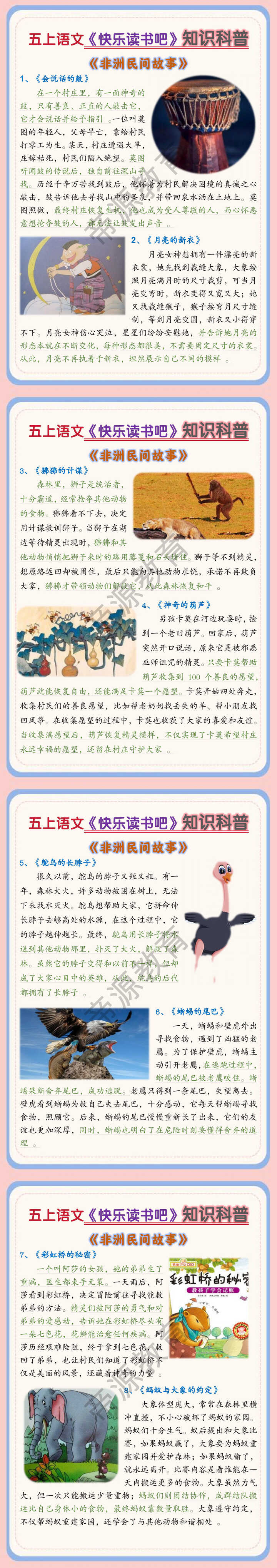 五上语文《快乐读书吧》知识科普（非洲民间故事）