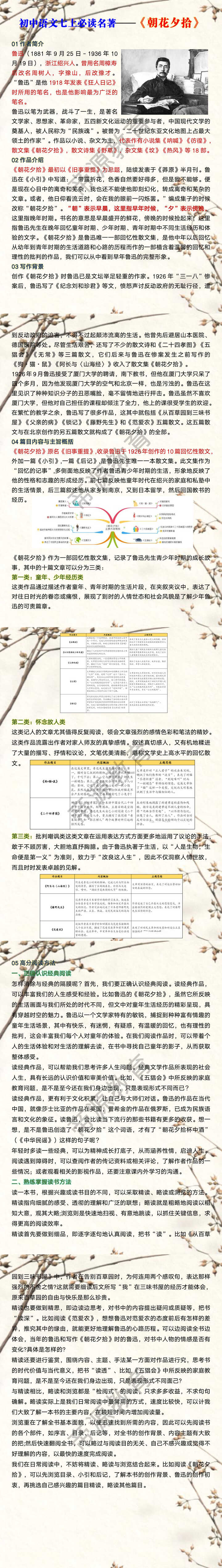 初中语文七上必读名著——《朝花夕拾》