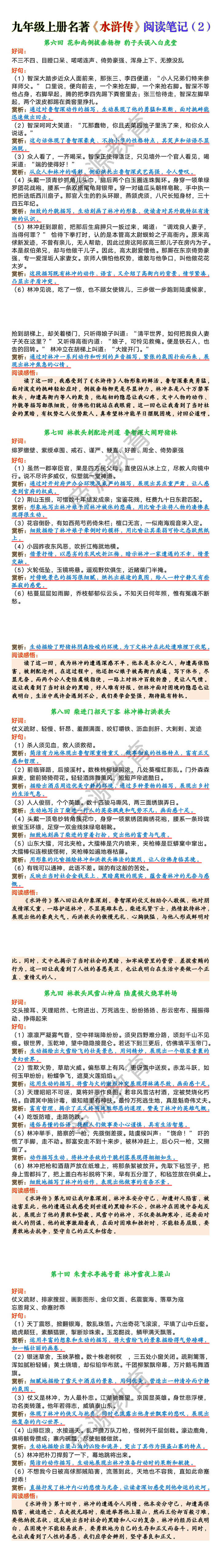 九年级上册名著《水浒传》阅读笔记（2）