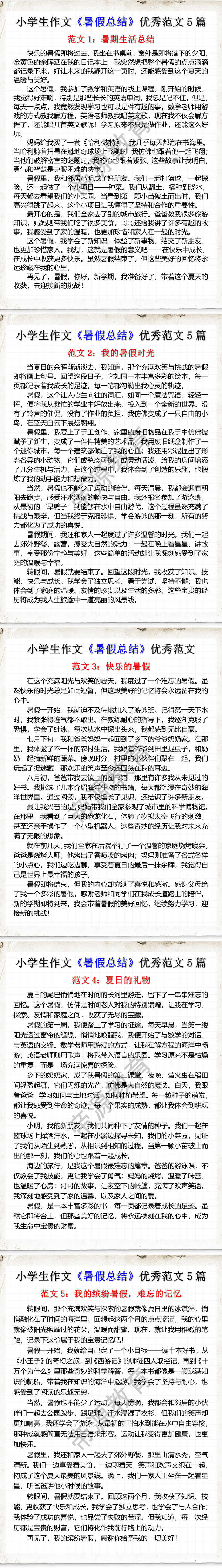 小学生作文有关暑假总结优秀范文5篇