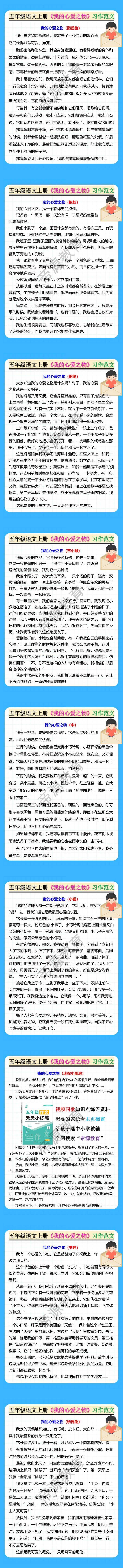 五年级语文上册《我的心爱之物》习作范文