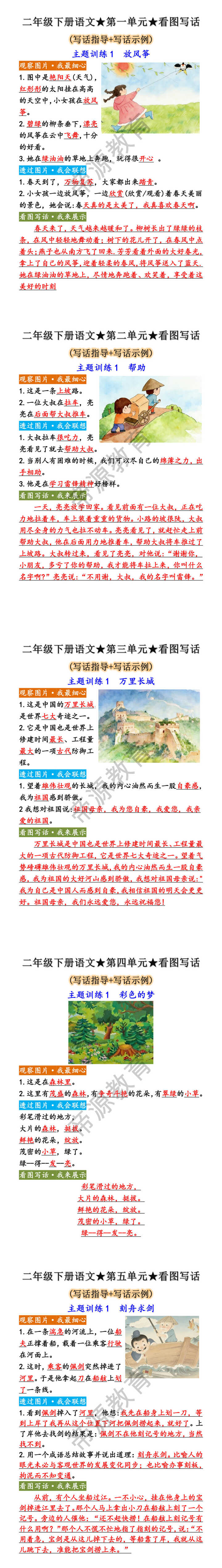 二年级下册语文看图写话范文