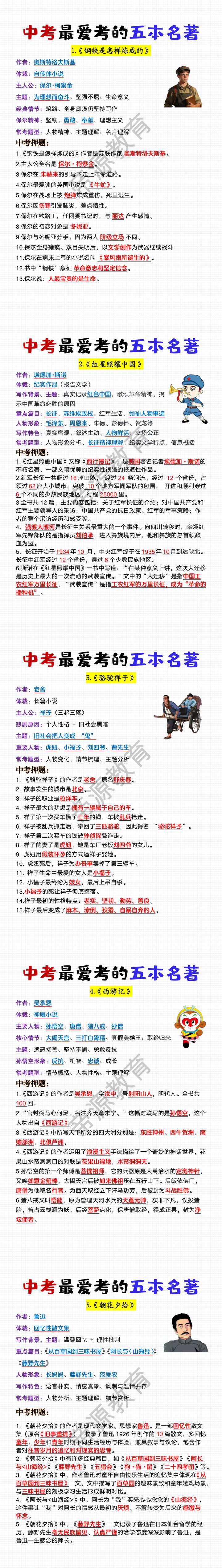 近五年中考最爱考的五本名著