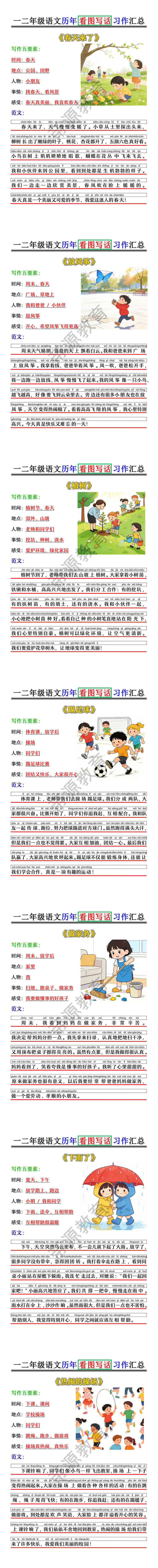 一二年级语文历年 看图写话 习作汇总