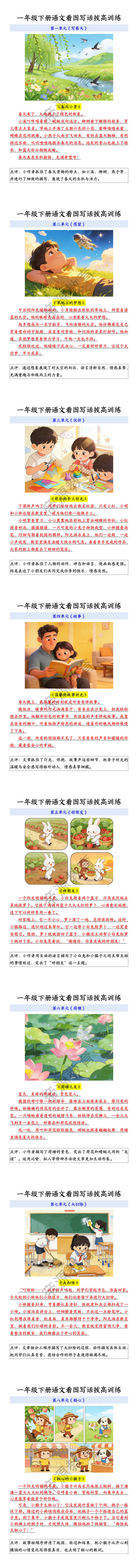 一年级下册语文看图写话拔高训练