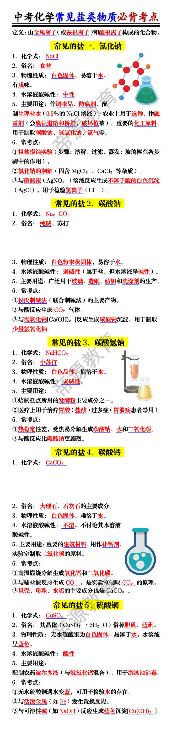 中考化学常见盐类物质必背考点