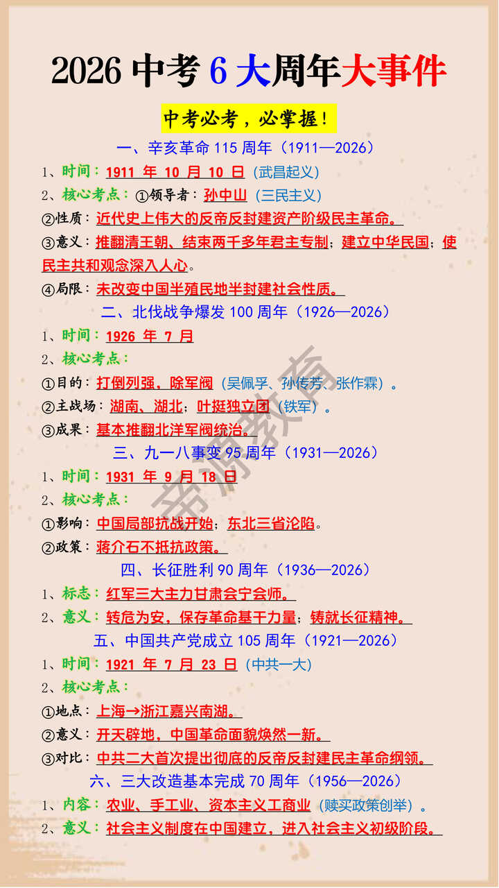2026中考6大周年大事件