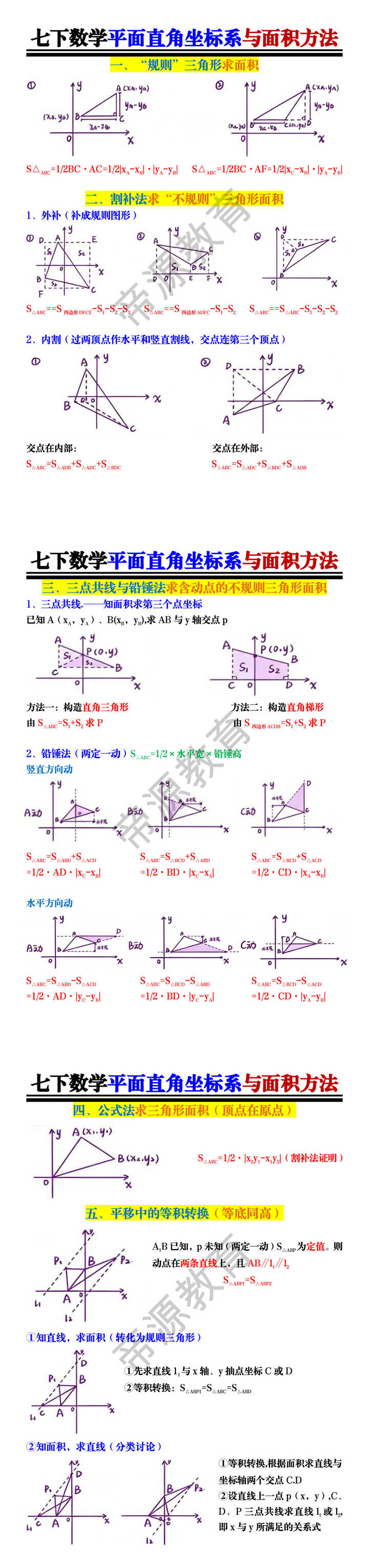 七下数学平面直角坐标系与面积方法