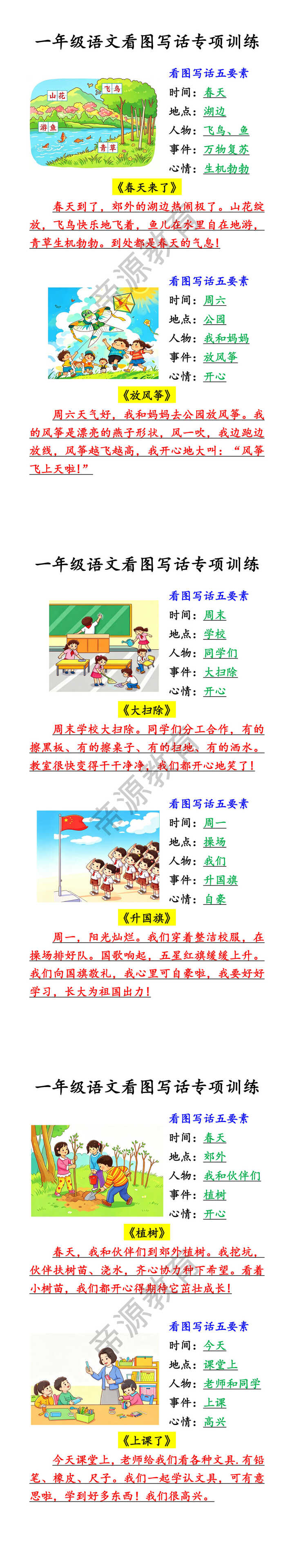 一年级语文看图写话专项训练