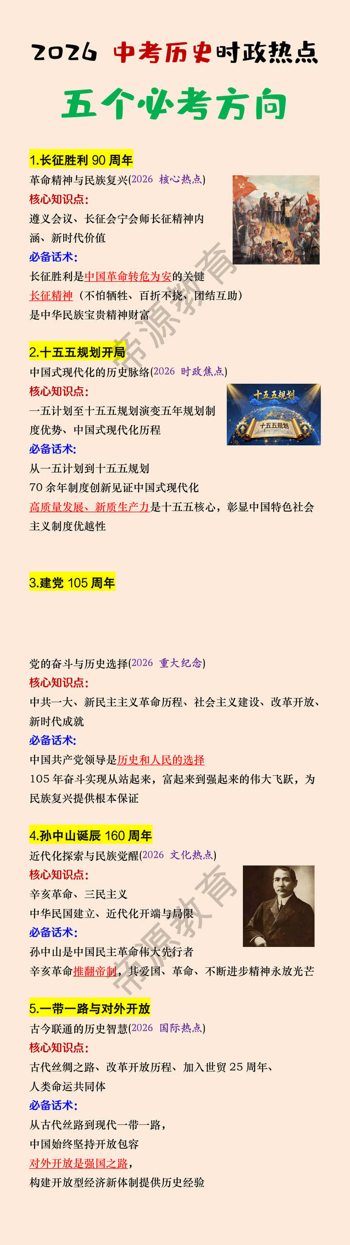 2026中考历史时政热点五个必考方向