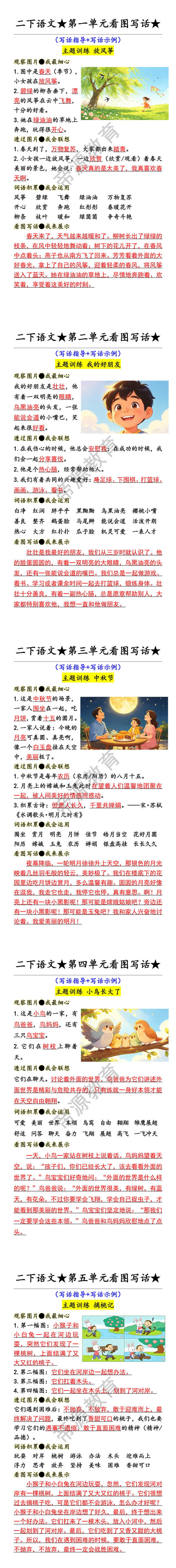 二下语文★第一单元看图写话★