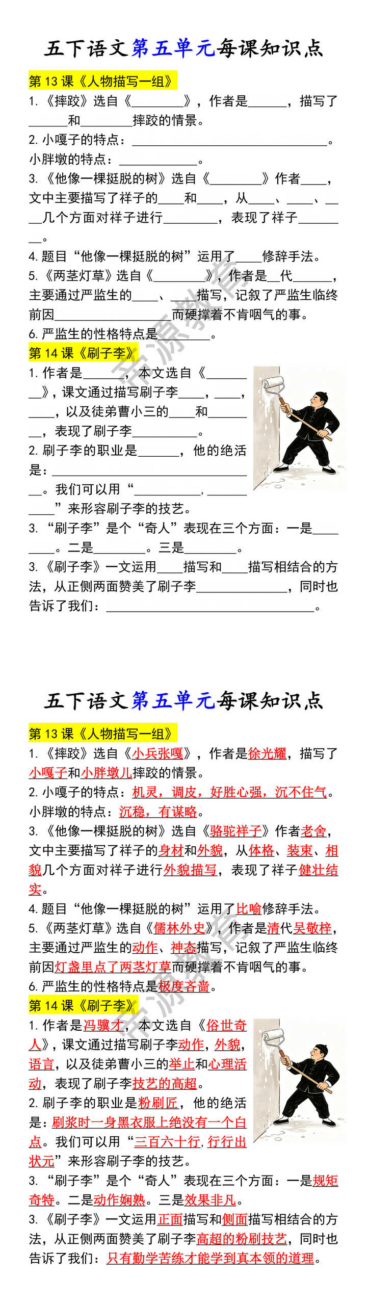 五下语文第五单元每课知识点