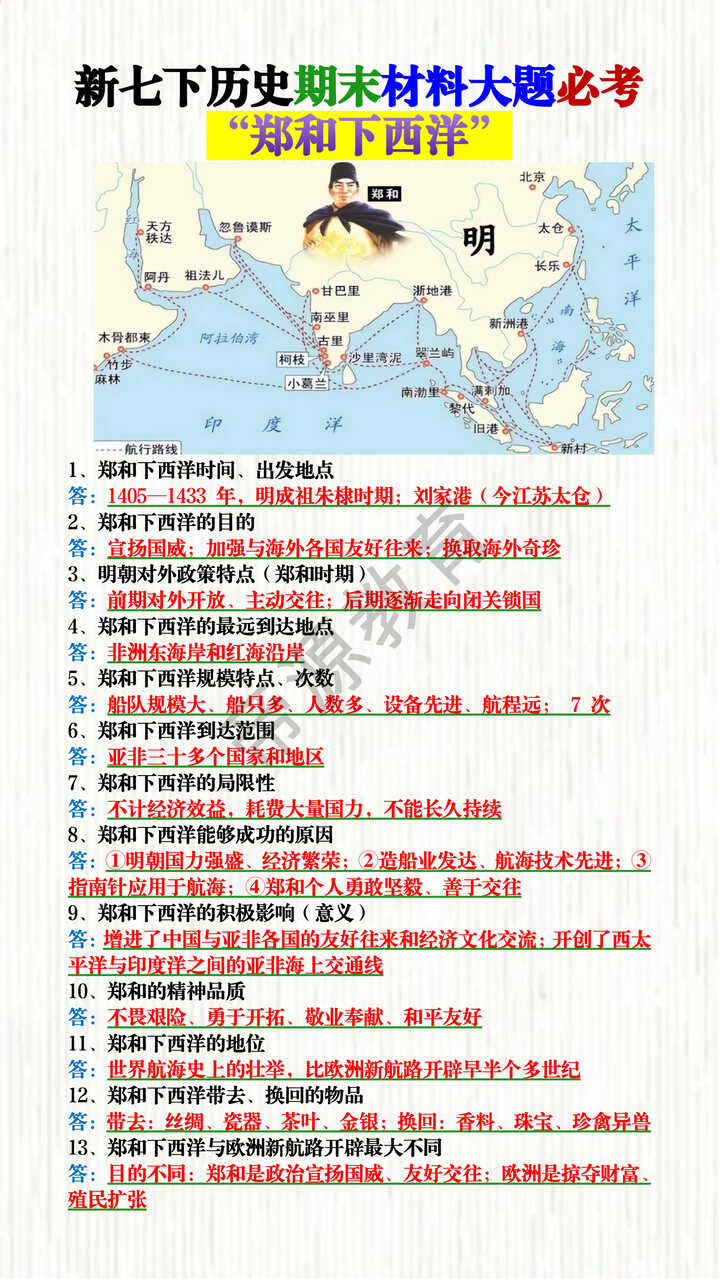 新七下历史期末材料大题必考