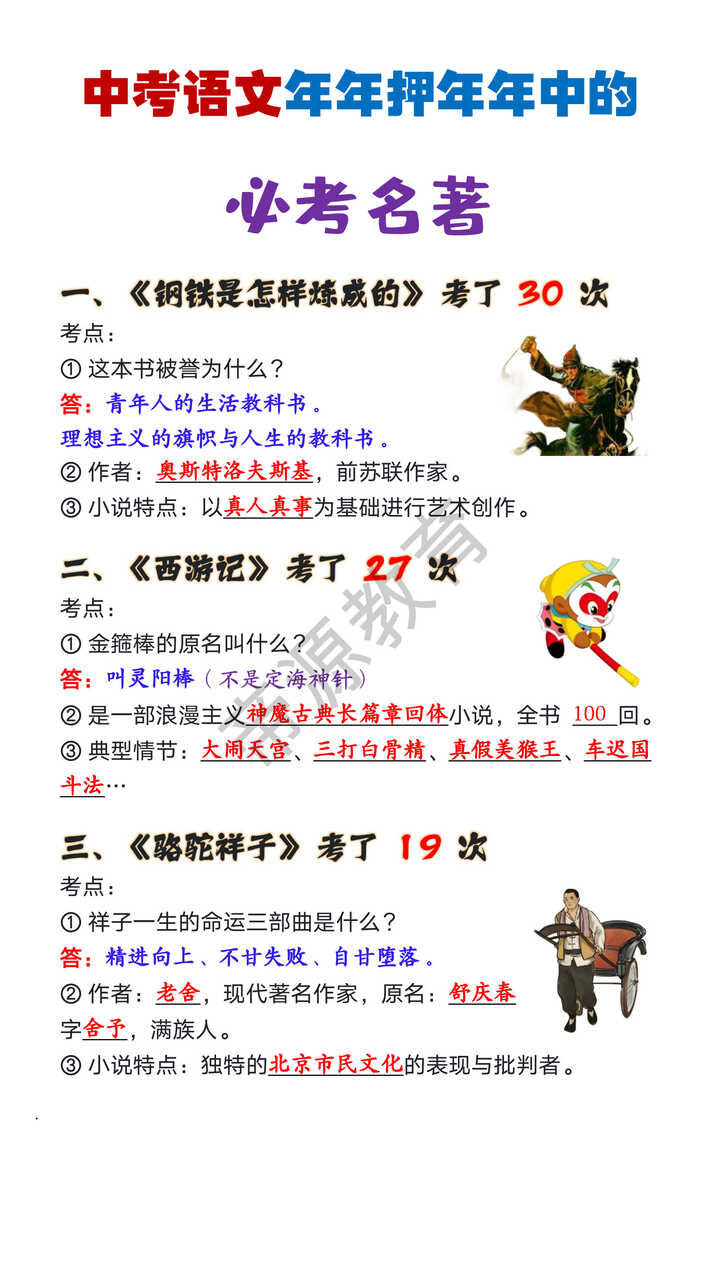 中考语文年年押年年中的必考名著