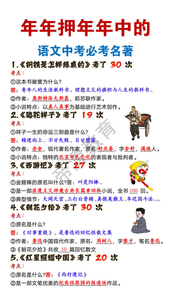 年年押年年中的语文中考必考名著 年年押年年中的语文中考必考名著