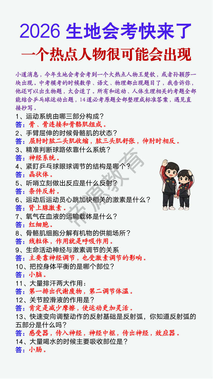 2026生地会考一个热点人物及考点押题