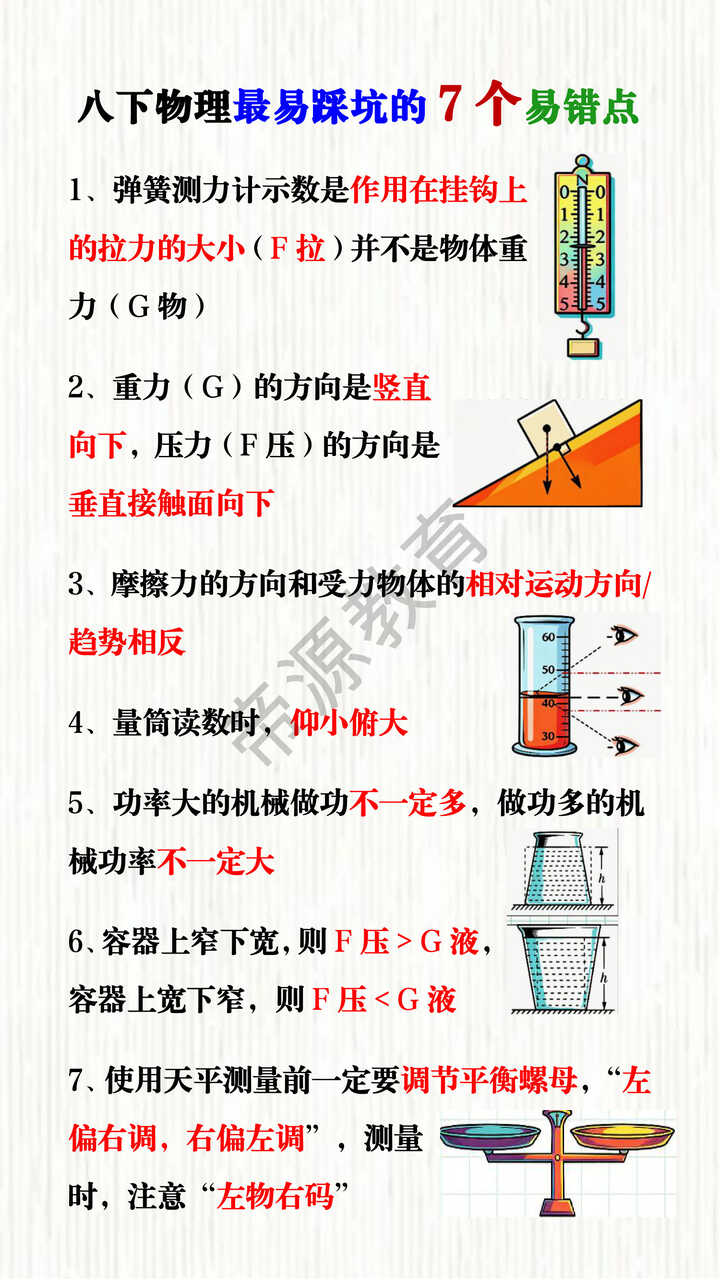 八下物理最易踩坑的7个易错点