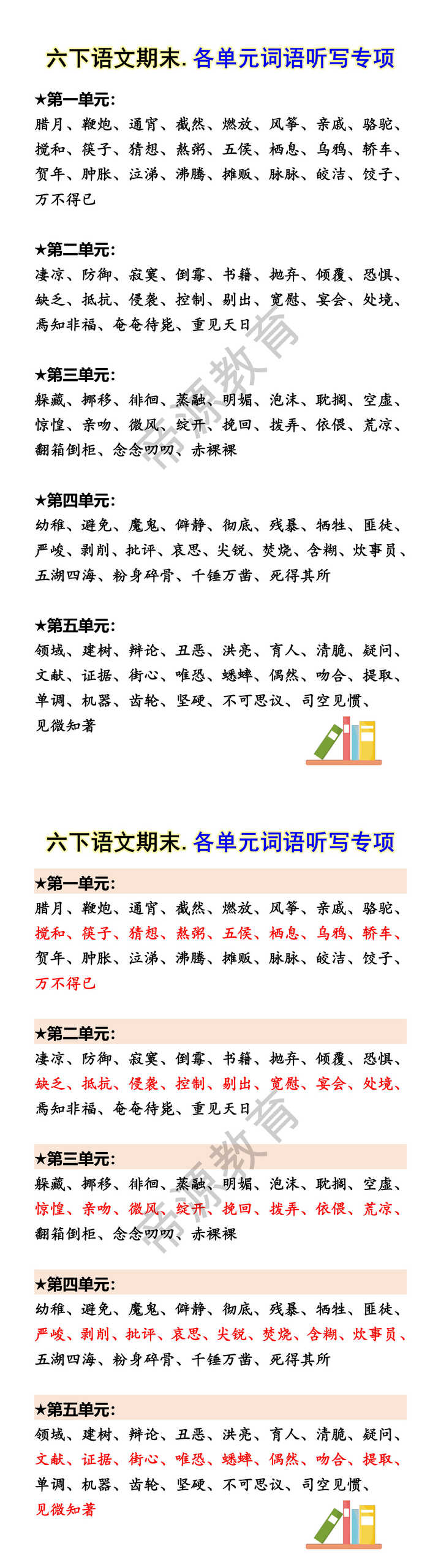 六下语文期末.各单元词语听写专项 六下语文期末.各单元词语听写专项