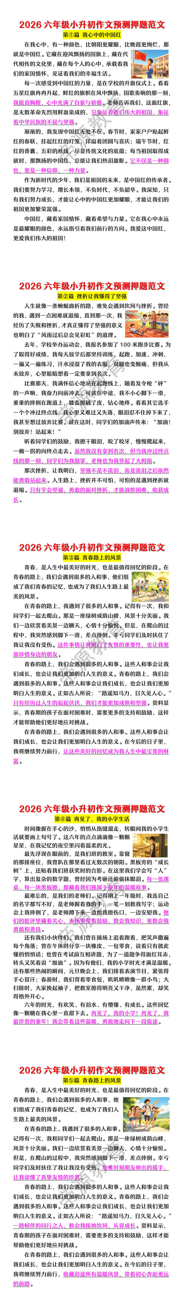 2026六年级小升初作文预测押题范文
