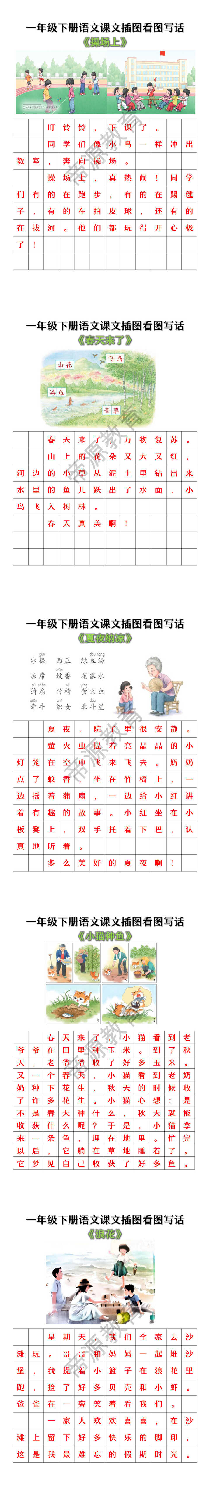 一年级下册语文课文插图看图写话