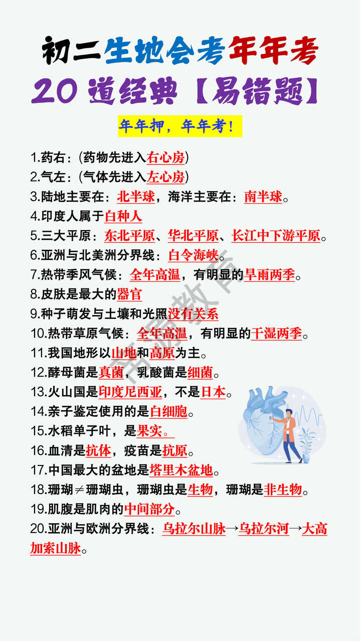 初二生地会考年年考的20道经典易错题 初二生地会考年年考的20道经典易错题