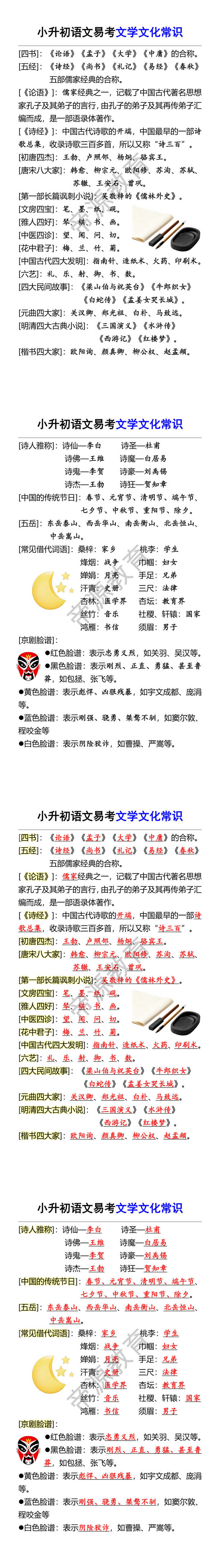 小升初语文易考文学文化常识 小升初语文易考文学文化常识