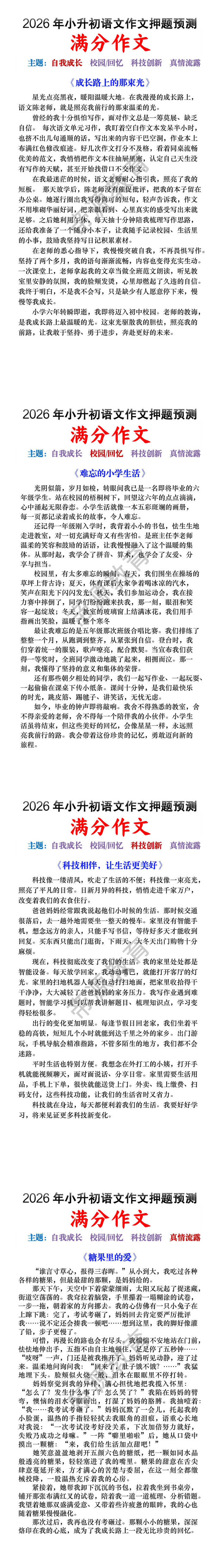 小升初语文作文押题及范文4篇