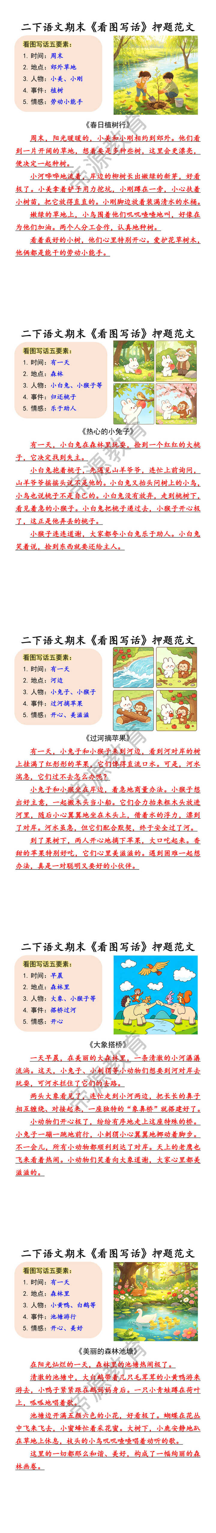 二下语文期末《看图写话》押题范文