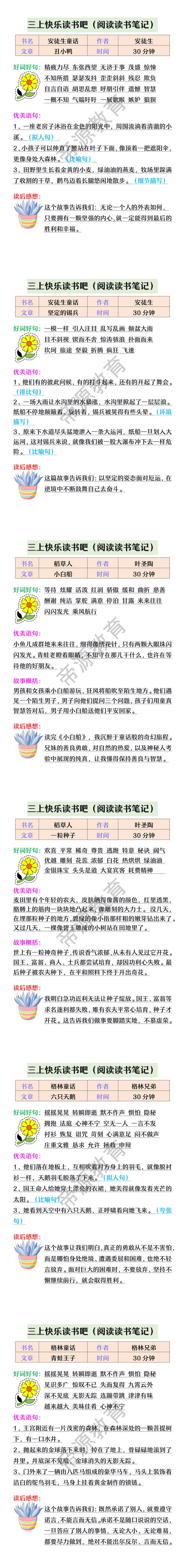 三年级上册快乐读书吧（阅读读书笔记）