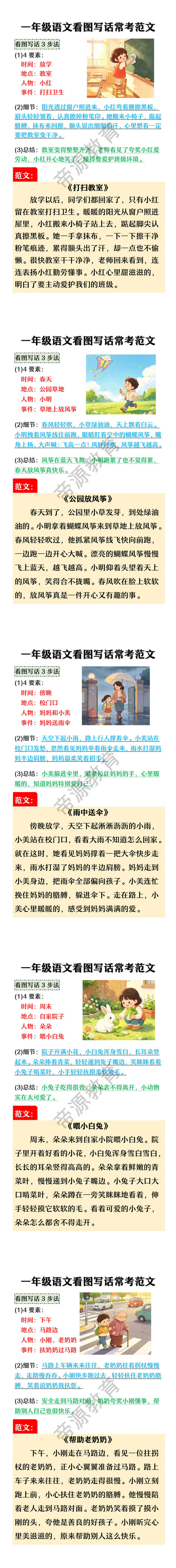 一年级语文看图写话常考范文 一年级语文看图写话常考范文
