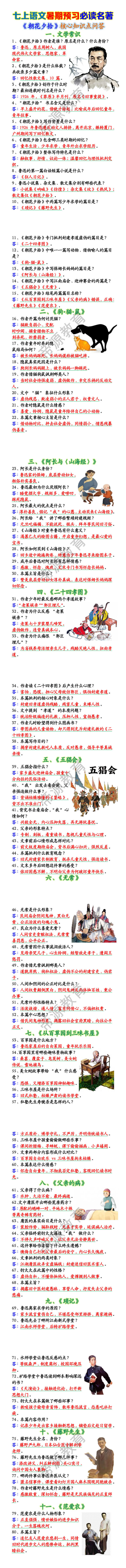 七上语文必读名著 《朝花夕拾》核心知识点问答