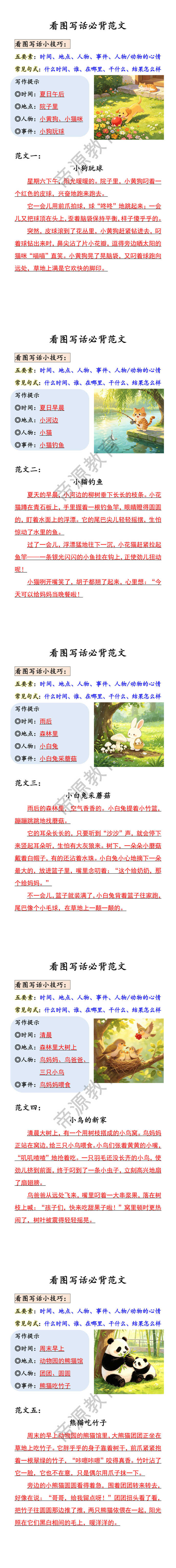 看图写话必背范文