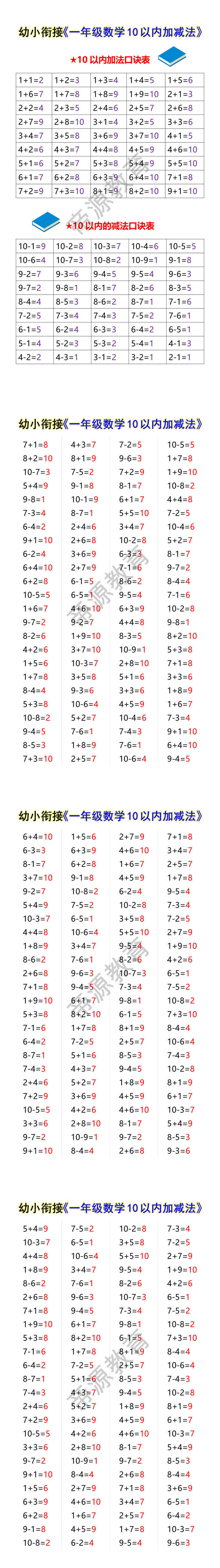 幼小衔接《一年级数学10以内加减法》 幼小衔接《一年级数学10以内加减法》