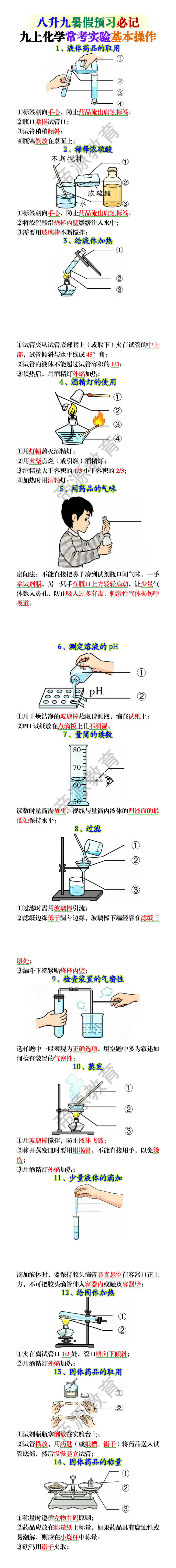 九上化学常考实验基本操作