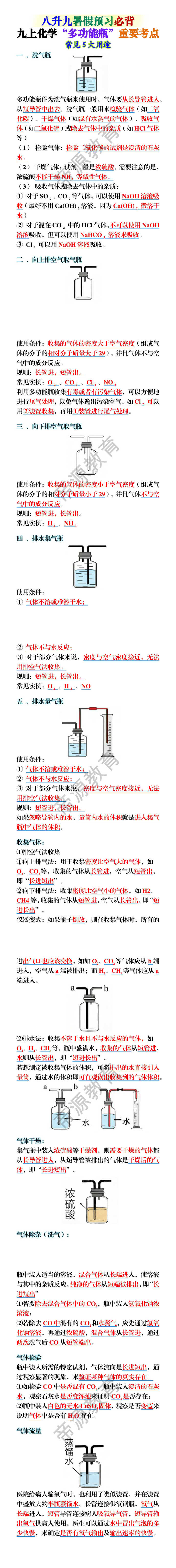 九上化学“多功能瓶”重要考点